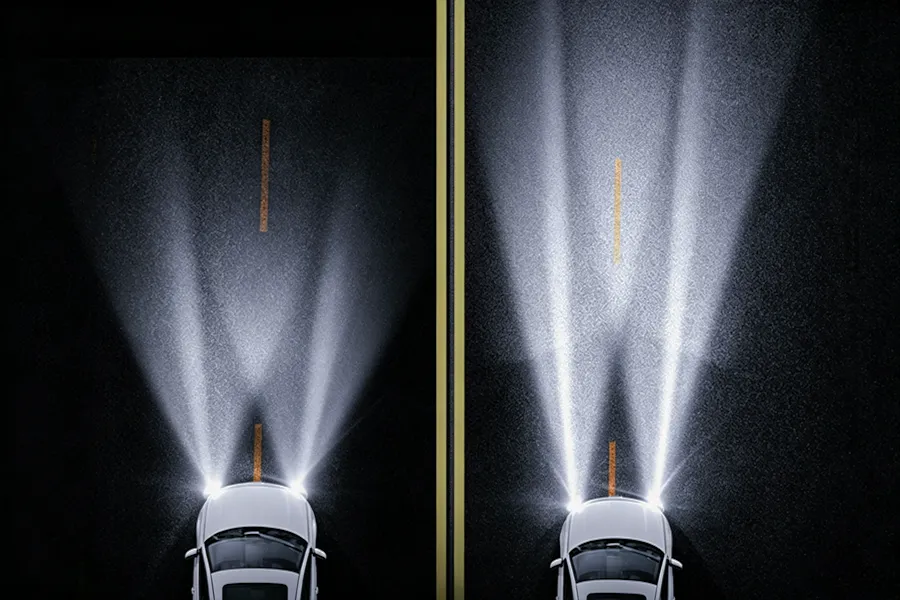 Sharp LED low-beam cutoff line comparison