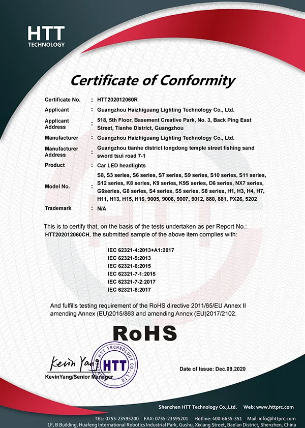 RoHS Certification Document